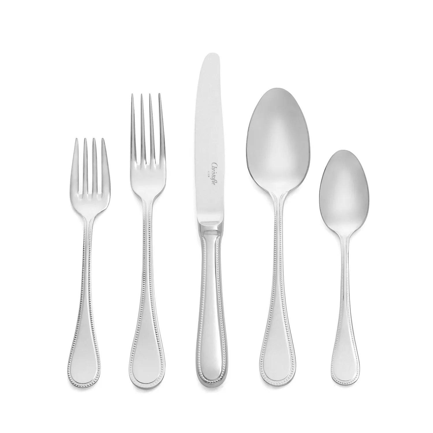 Christofle Perles II Stainless Steel 5 Piece Place Setting