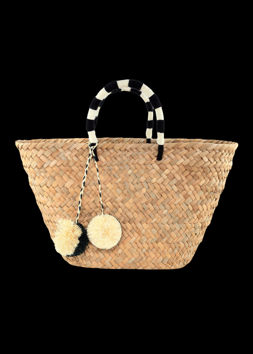 Kayu St. Tropez Pompom Straw Tote, O/S / Ivory