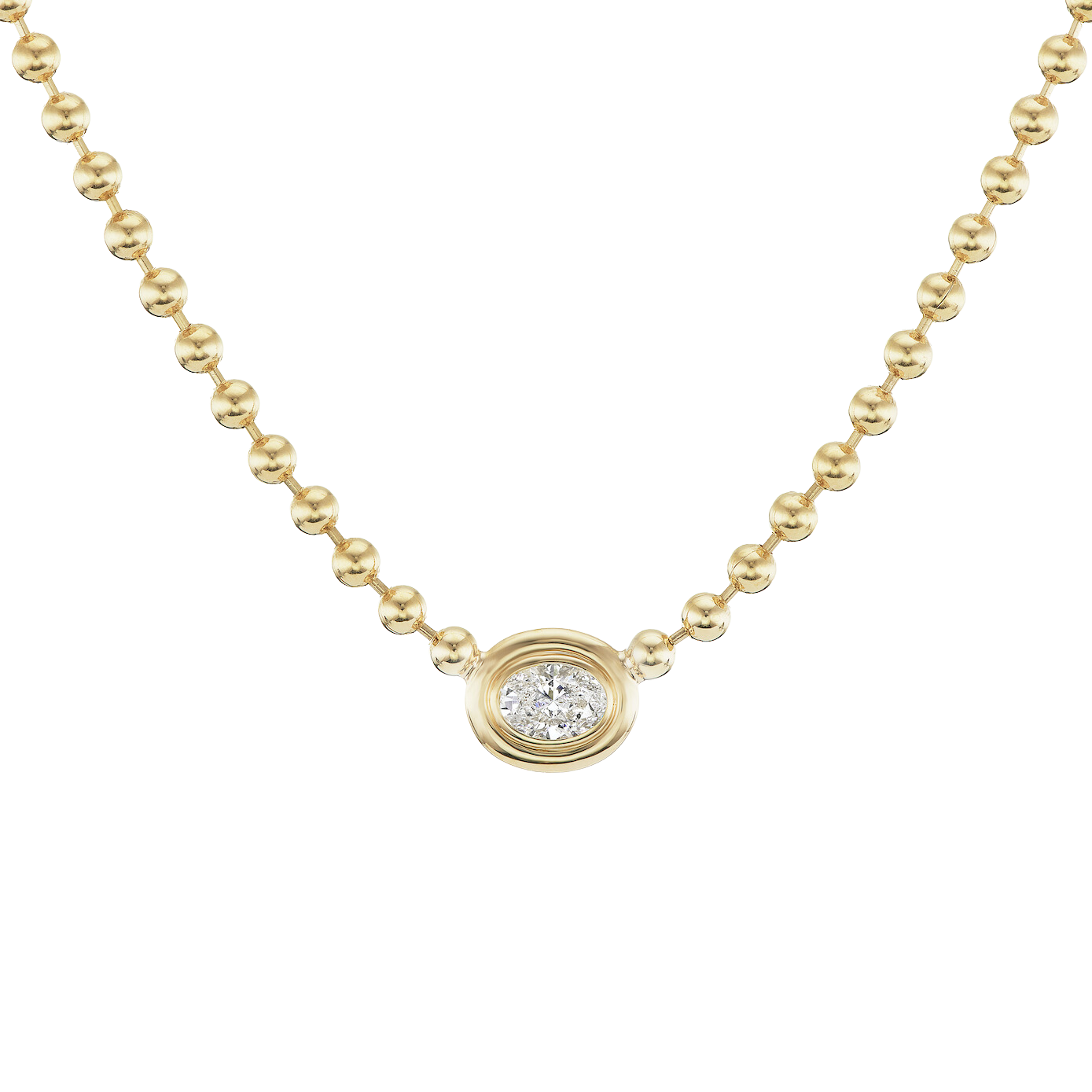 Diamond Oval Double Bubble Bezel Necklace