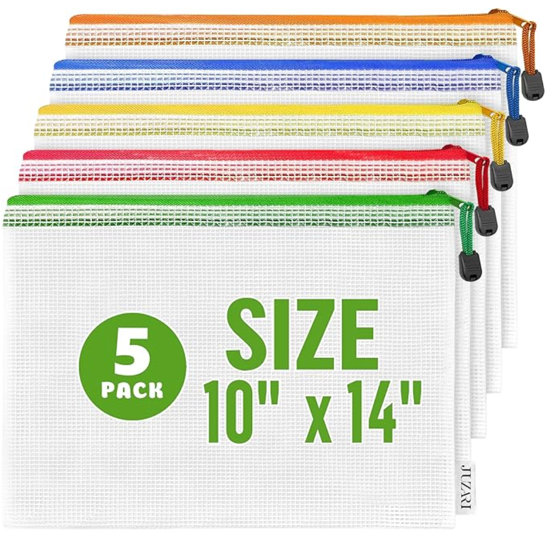 5 Pack Mesh Zipper Pouch Bags