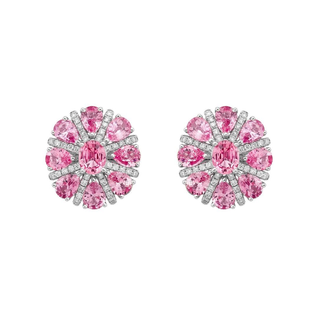 Dahlia Pink Sapphire Stud Earrings - Jewelry - RUCHI New York