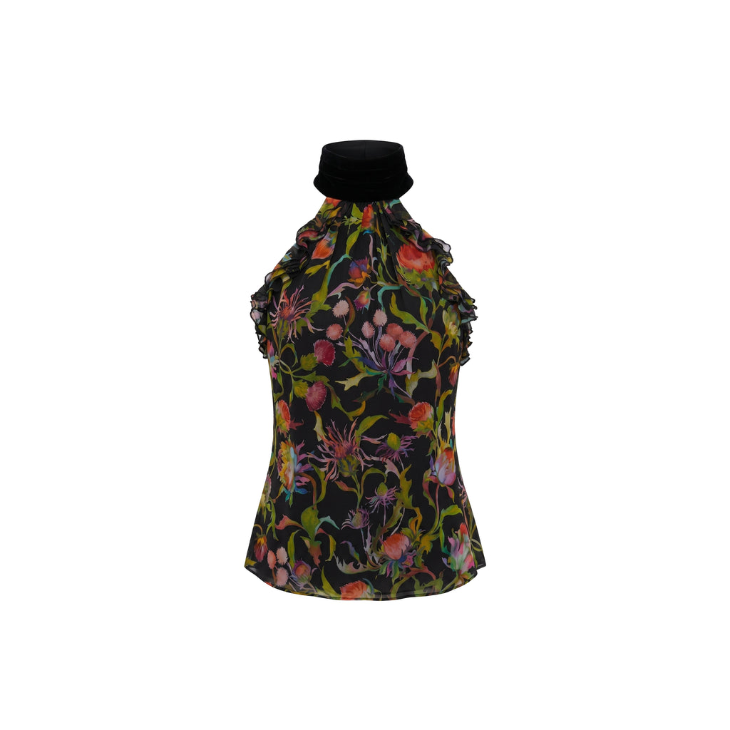 Darcy Top in Rainbow Thistle Silk Chiffon