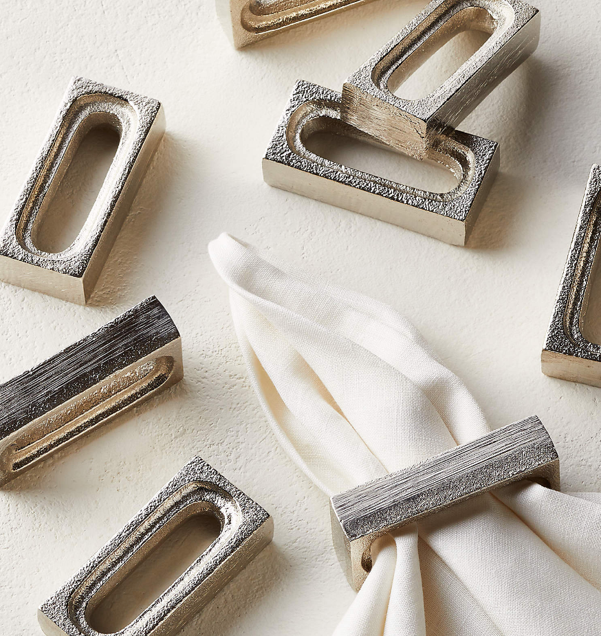 Barre Silver Napkin Rings Set of 8