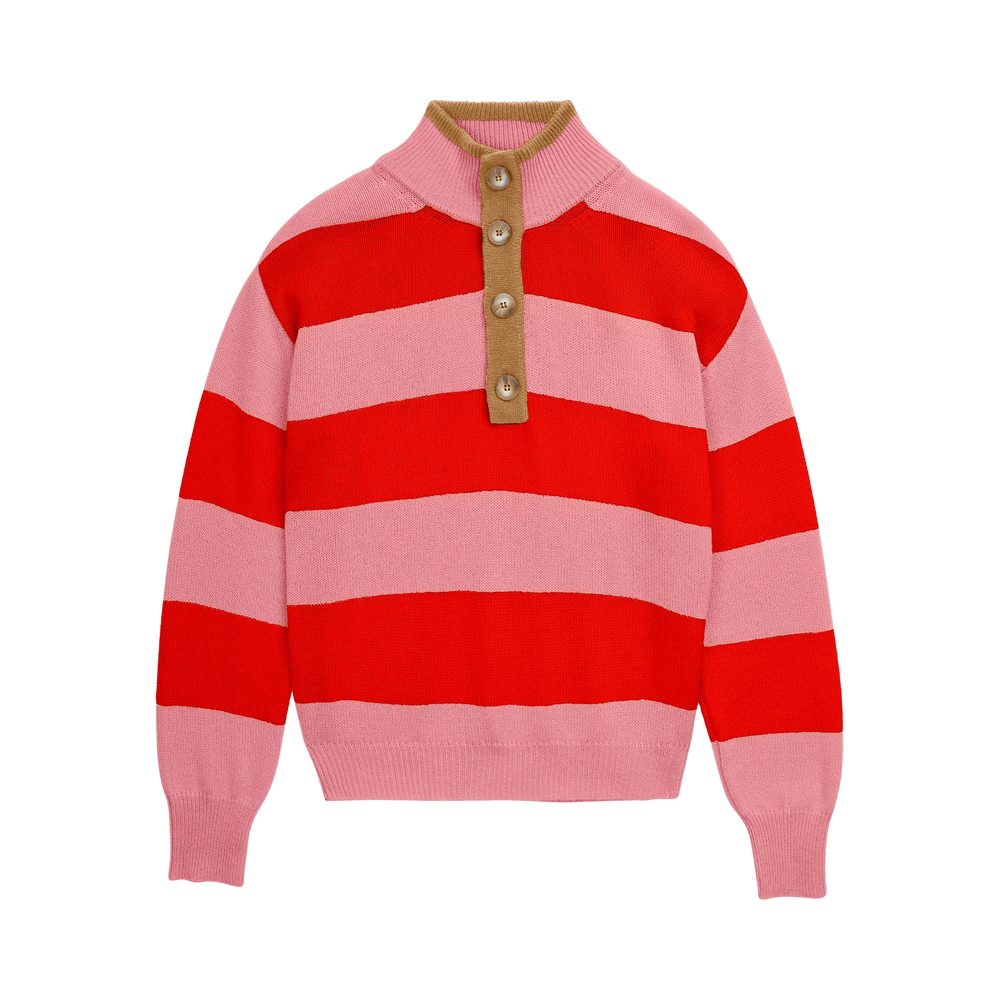 The Diana Sweater in Colorblock Pink and Red