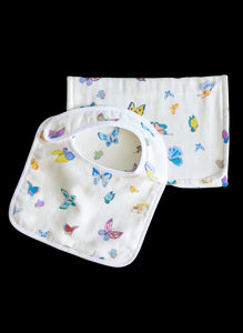 Madame Butterfly Bib and Burp Cloth Set