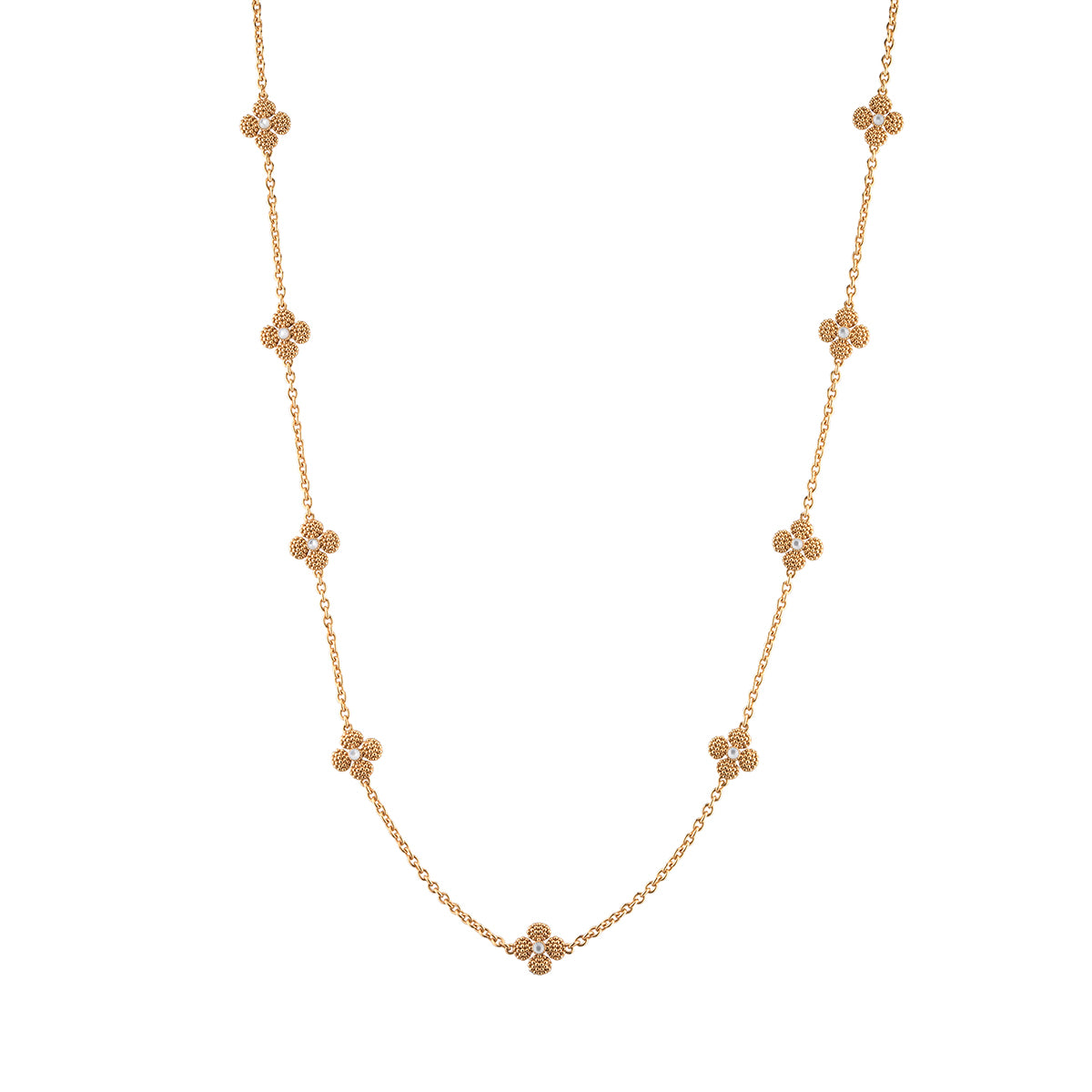 Berry Clover Double Sided Necklace 28" in MOP