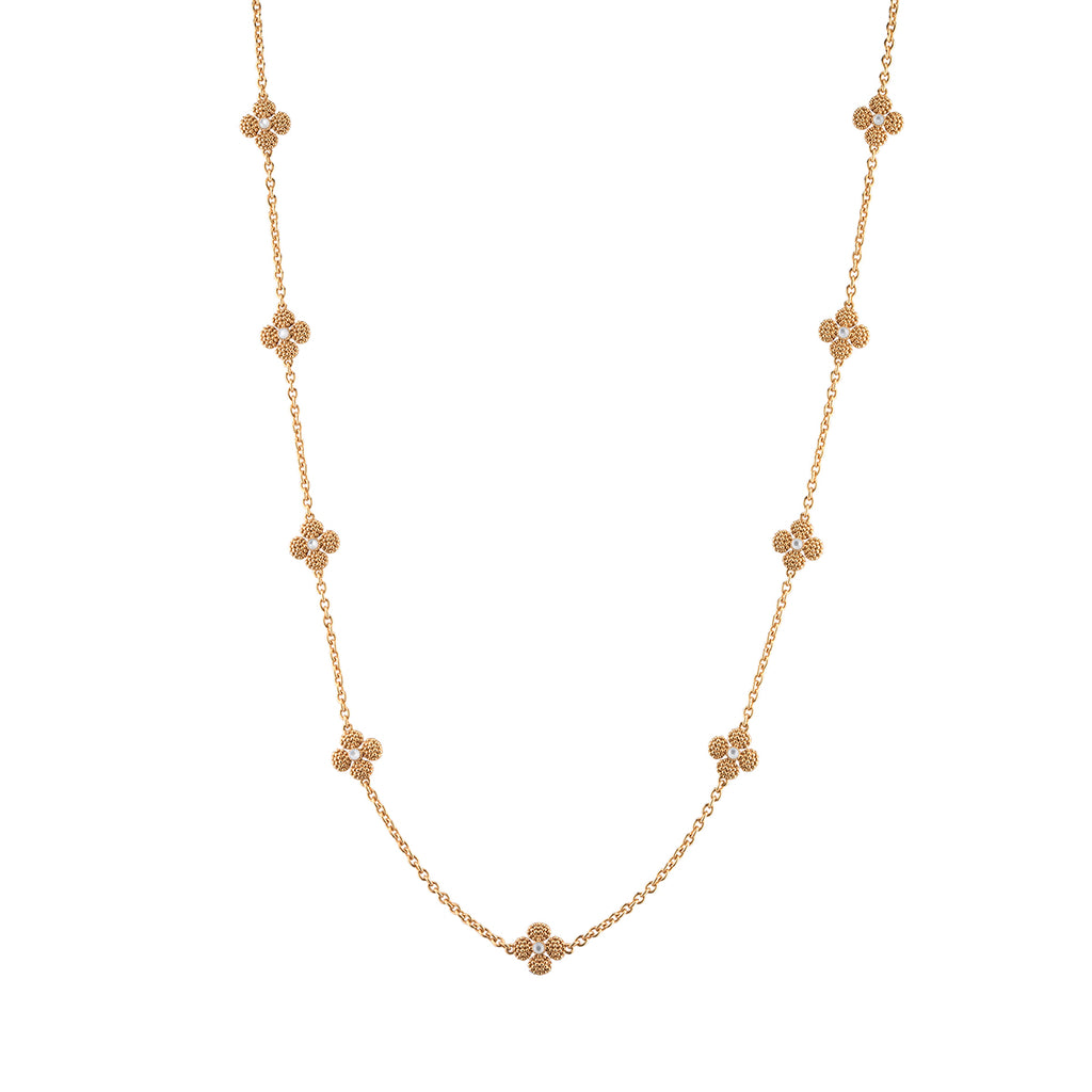 Berry Clover Double Sided Necklace 28" in MOP