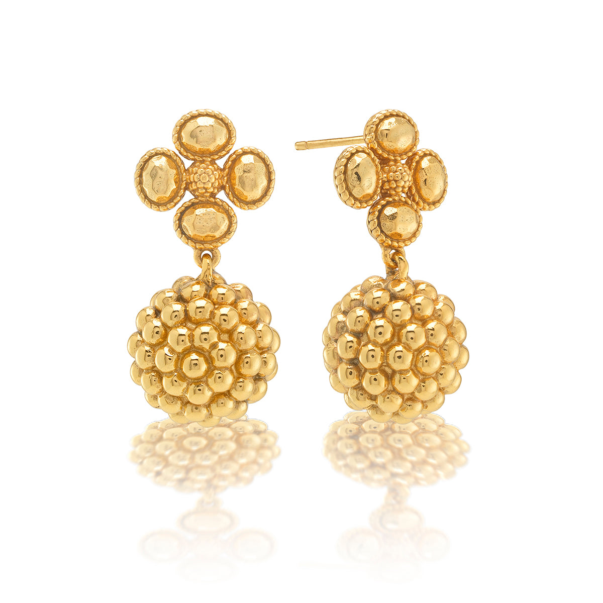 Berry Clover Drop Earrings in Gold