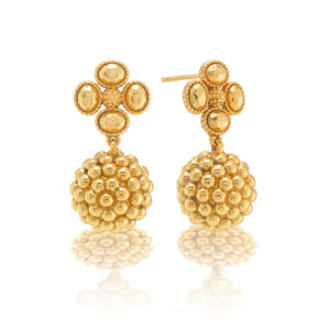 Berry Clover Drop Earrings in Gold