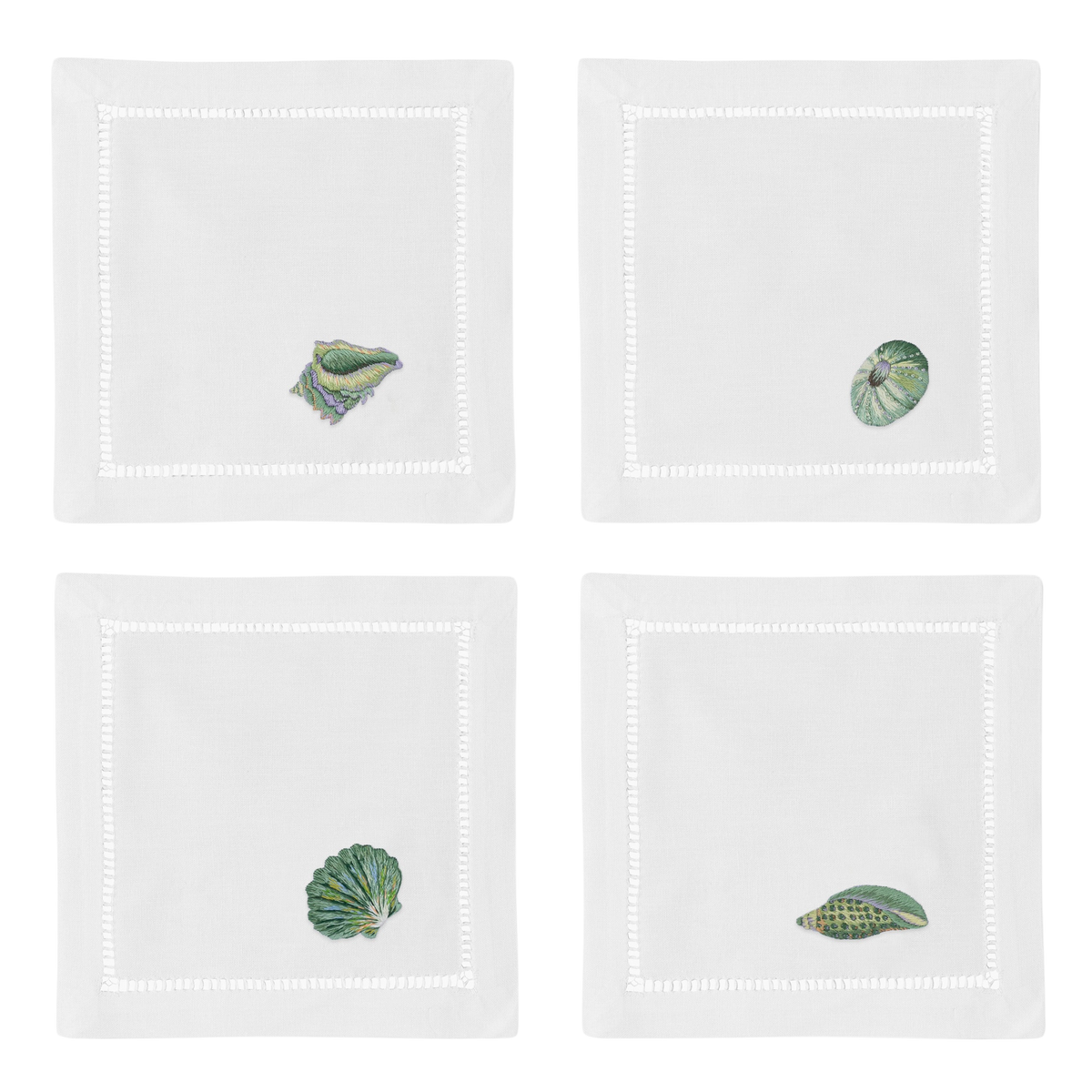 Shells Teal Cocktail Napkins, Mixed Set of 4