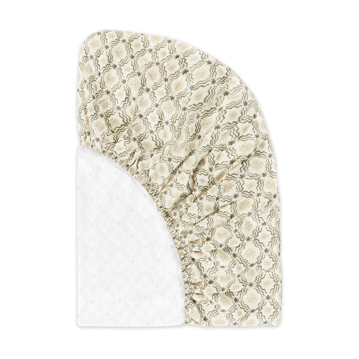 Crib Sheet in GOTS Certified Organic Brushed Cotton by Nate Berkus in Juniper Star