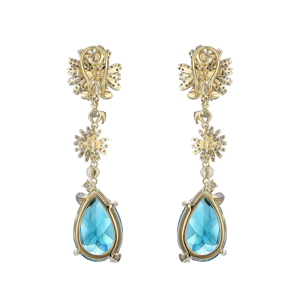 Aqua Daisy Drop Earrings
