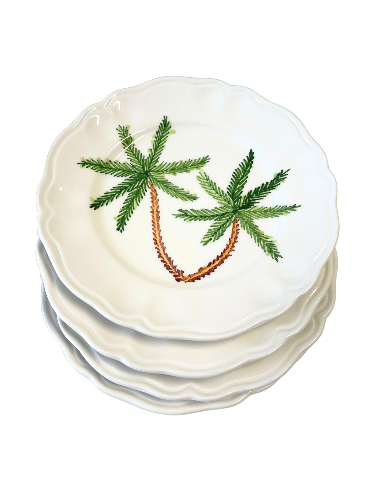 Palm Tree Scalloped Plate, Set of 6
