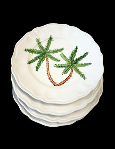 Palm Tree Scalloped Plate, Set of 6