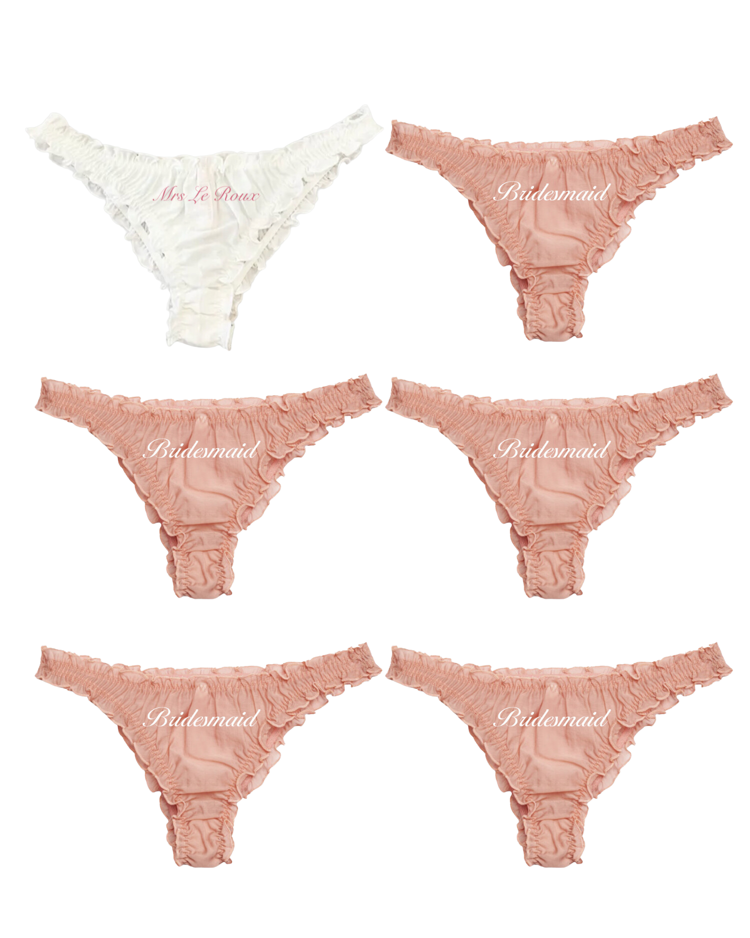 Embroidered Thong Bundle, Set of 6