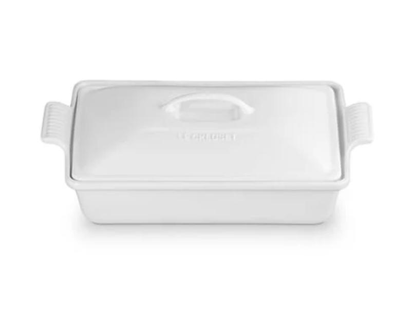 4 Qt. White Rectangular Casserole Dish with Lid