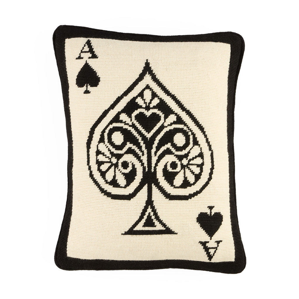 Ace of Spades Needlepoint Pillow