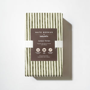 Crib Sheet in GOTS Certified Organic Brushed Cotton by Nate Berkus in Juniper Stripe