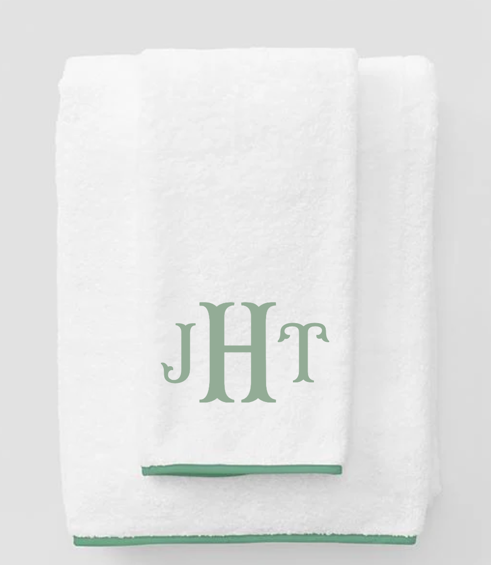 Bath Sheet Starter Pack (6 pieces) Green on White Personalized