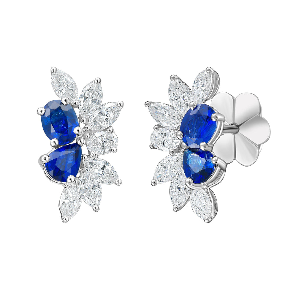 Deniz Blue Sapphire Stud Earrings - Jewelry - RUCHI New York