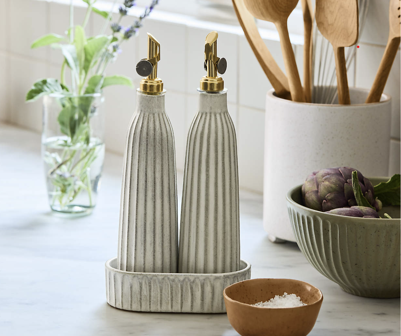 Carmel Ceramic Cruet Set with Tray by Gaby Dalkin