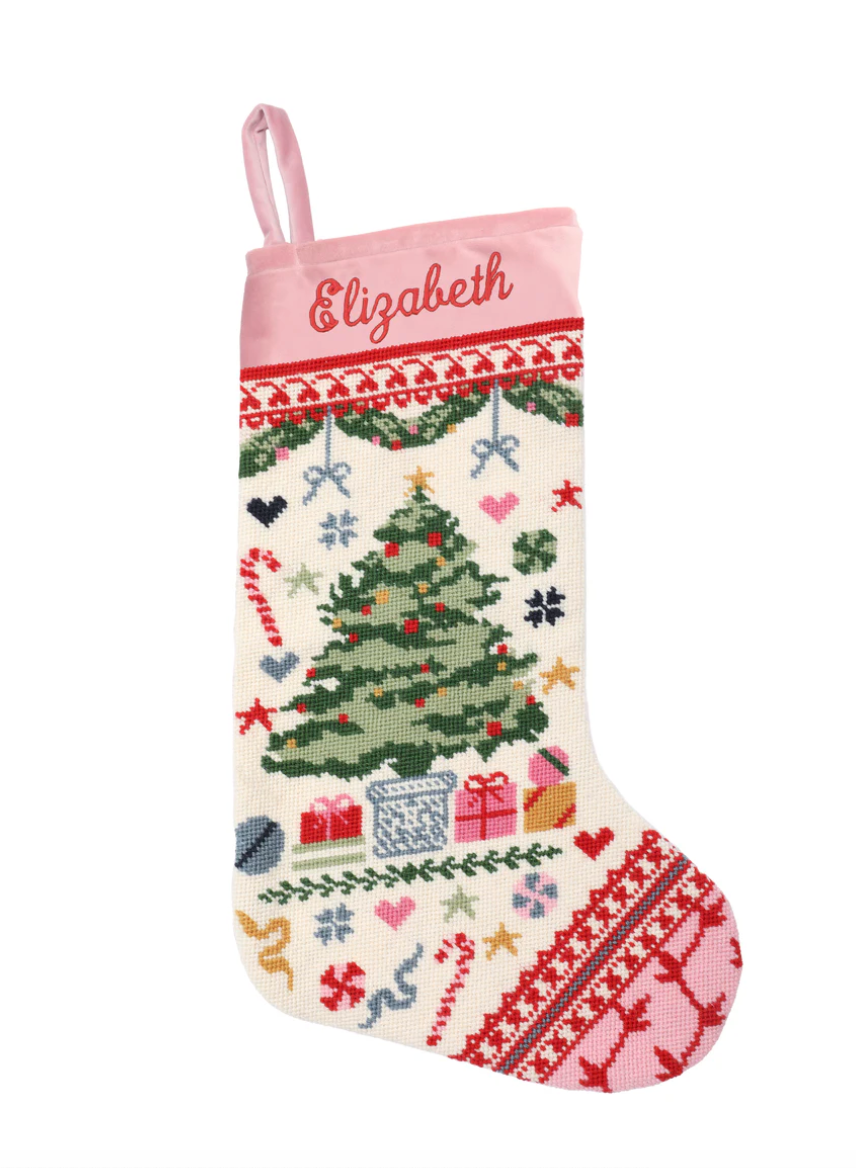 Christmas Tree Stocking with Embroidered Name