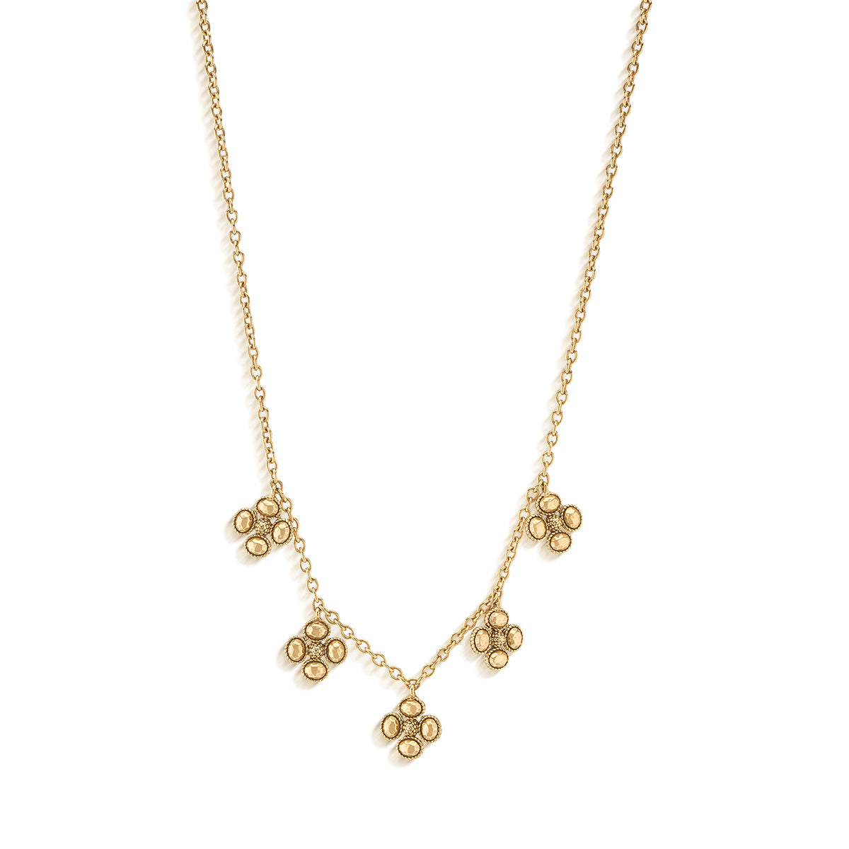 Berry Clover Multi Station Necklace in Gold