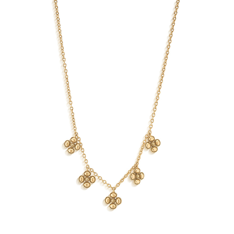 Berry Clover Multi Station Necklace in Gold
