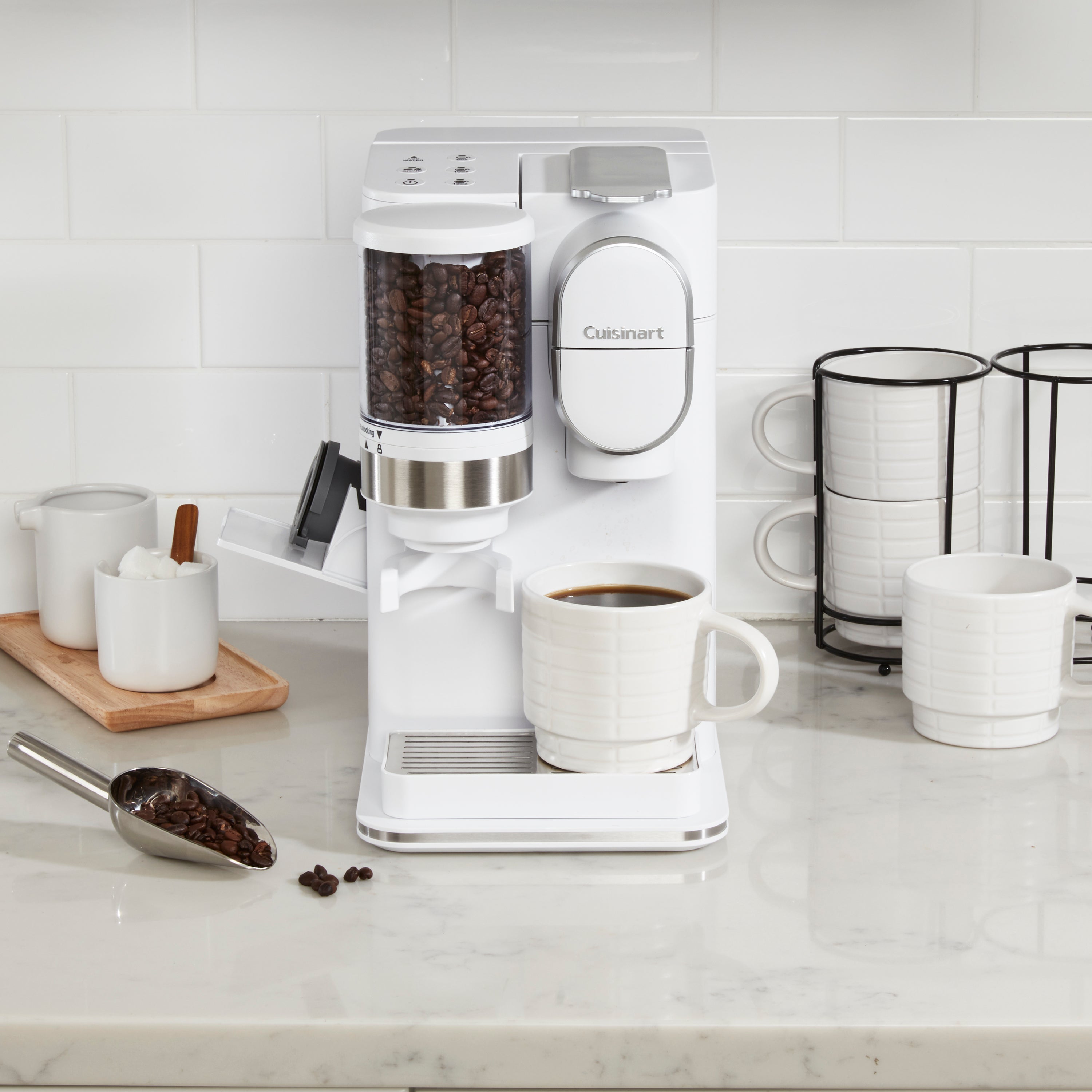 Conical Burr Grind & Brew Single Serve Coffeemaker in White