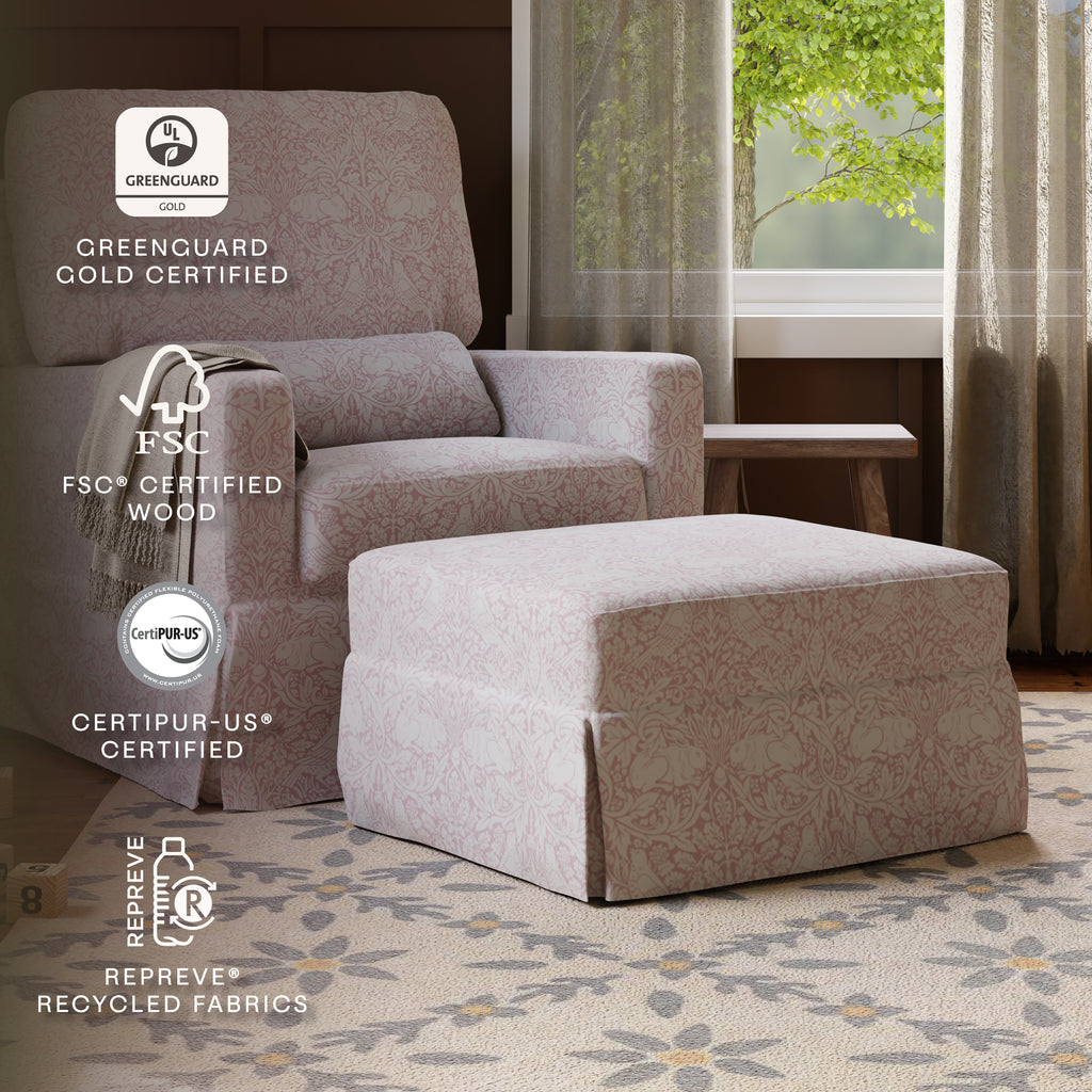 Morris & Co. x Namesake Crawford Gliding Ottoman Pure Brer Rabbit in Rose