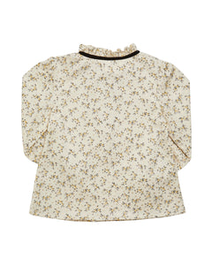 Floral blouse with long sleeves on a white background