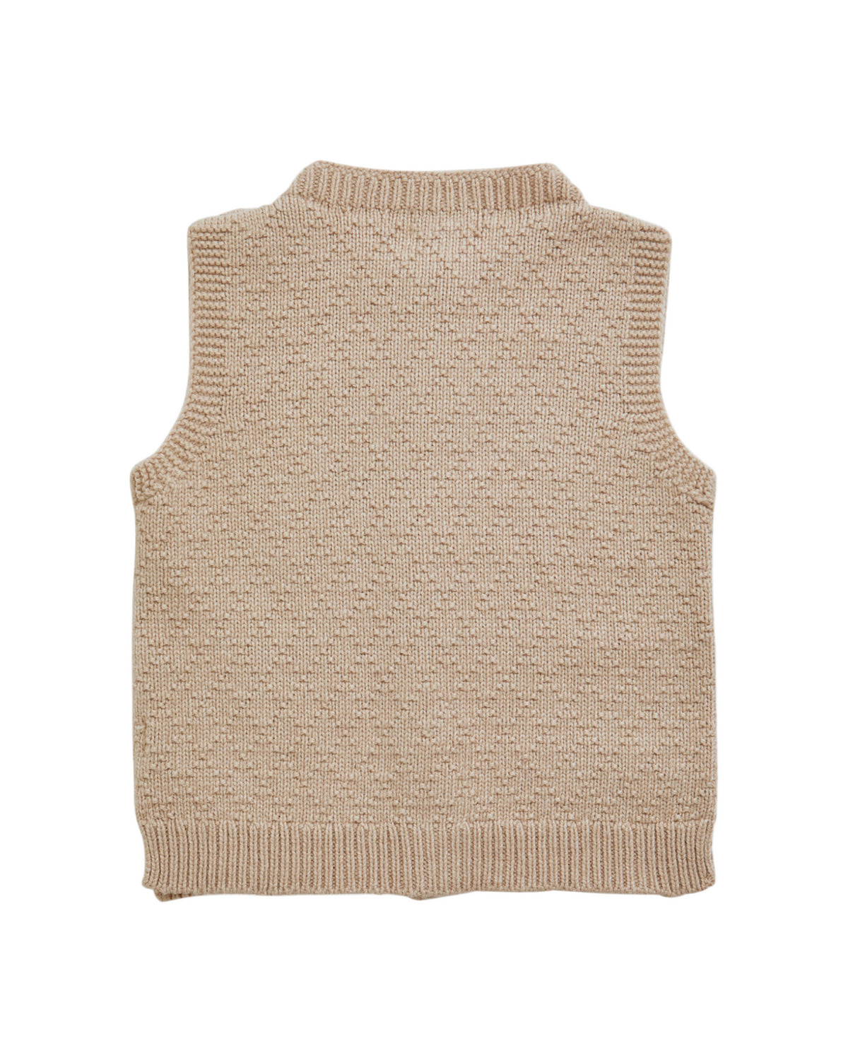 Beige knitted vest on a white background