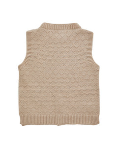 Beige knitted vest on a white background