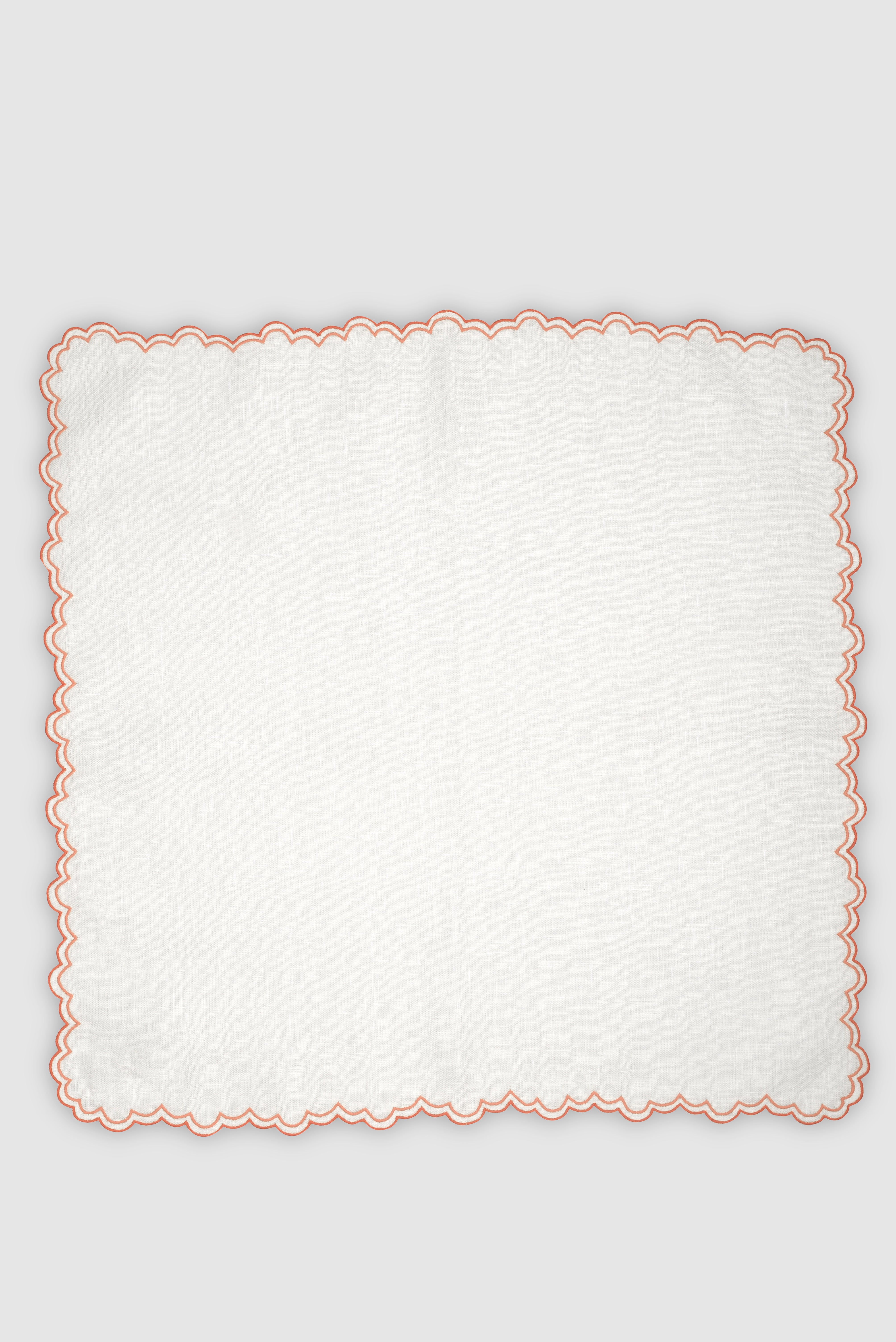 Escamas Linen Dinner Napkin in Coral