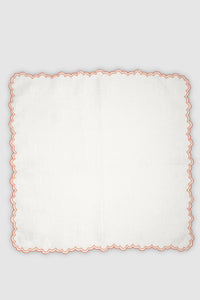 Escamas Linen Dinner Napkin in Coral