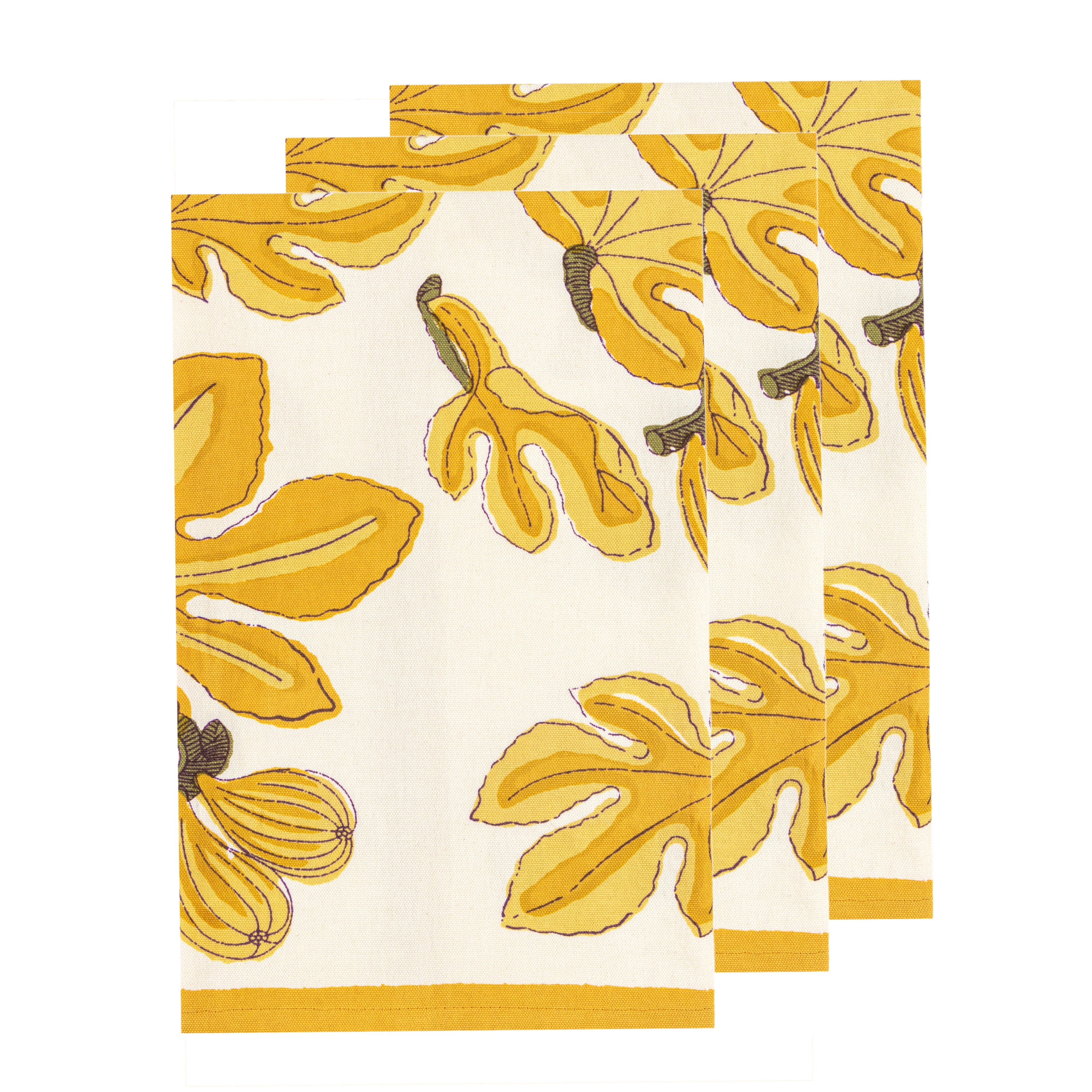 Fig Tea Towels in Citrine, Set of 3