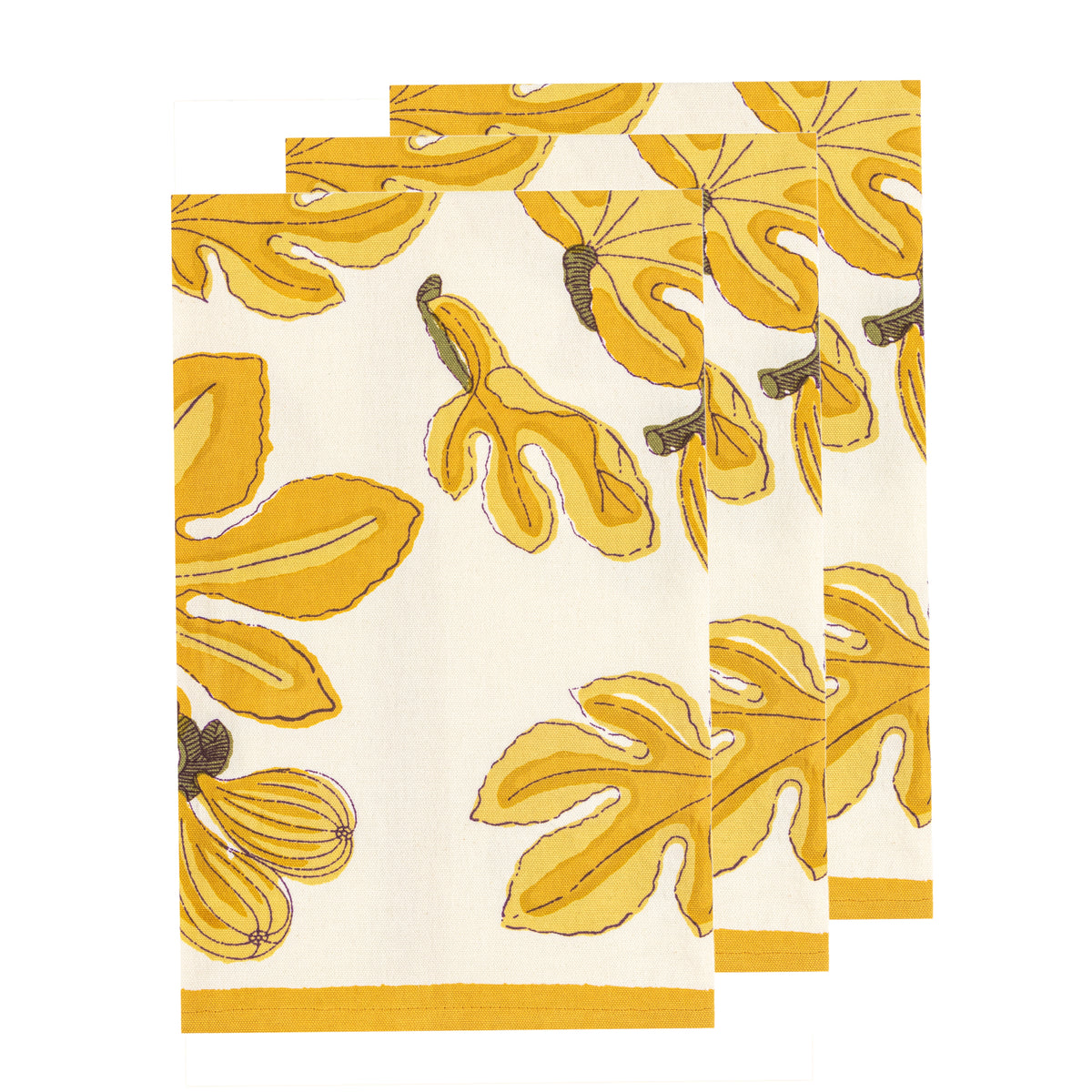 Fig Tea Towels in Citrine, Set of 3