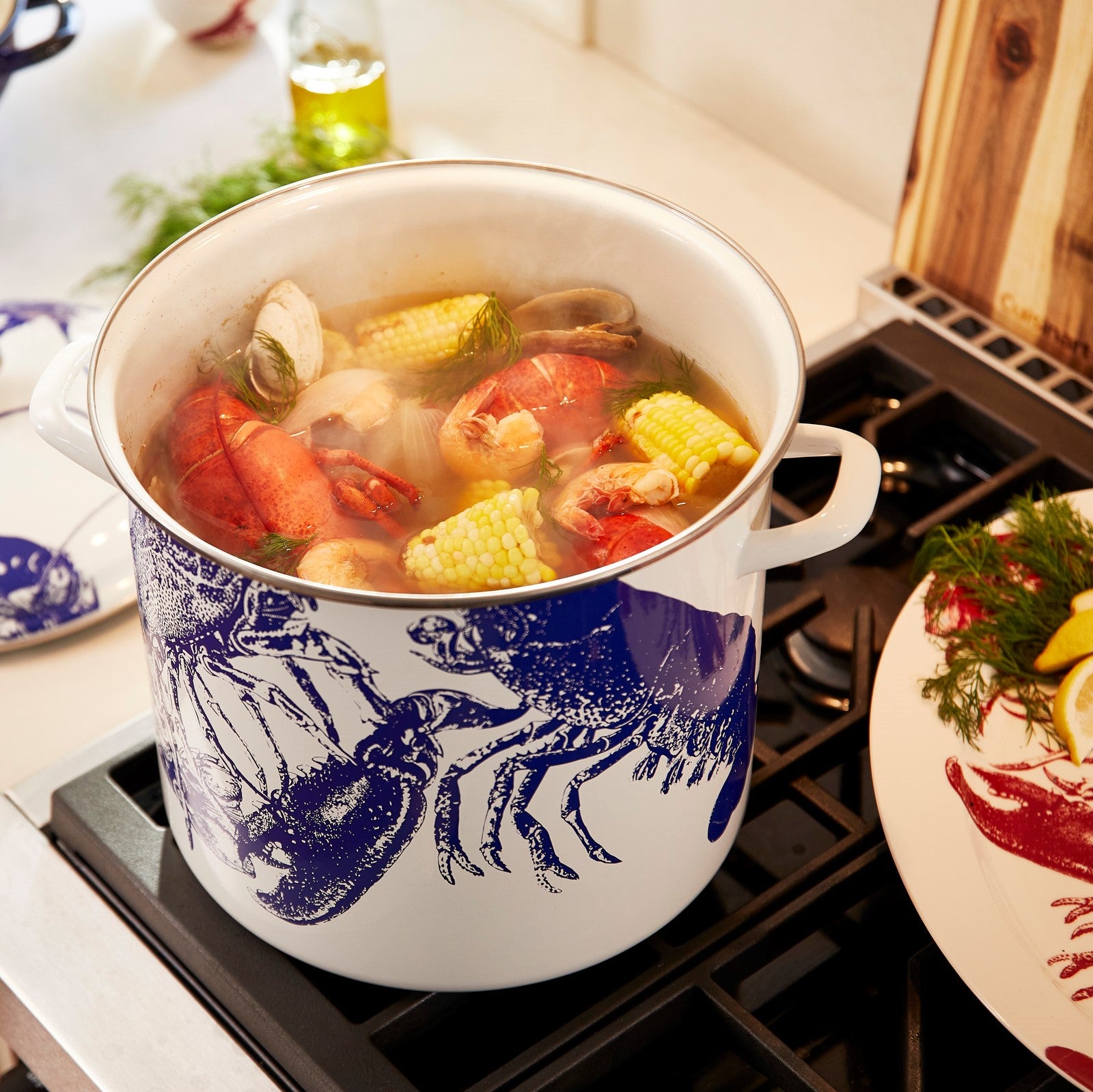 Caskata® 16 Qt. Enamel on Steel Stockpot with Cover in White