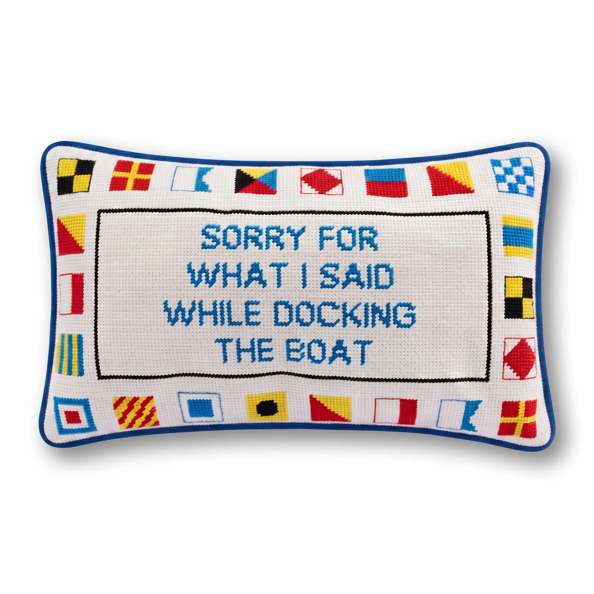 Docking The Boat Needlepoint Pillow - front