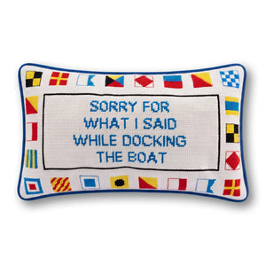 Docking The Boat Needlepoint Pillow - front