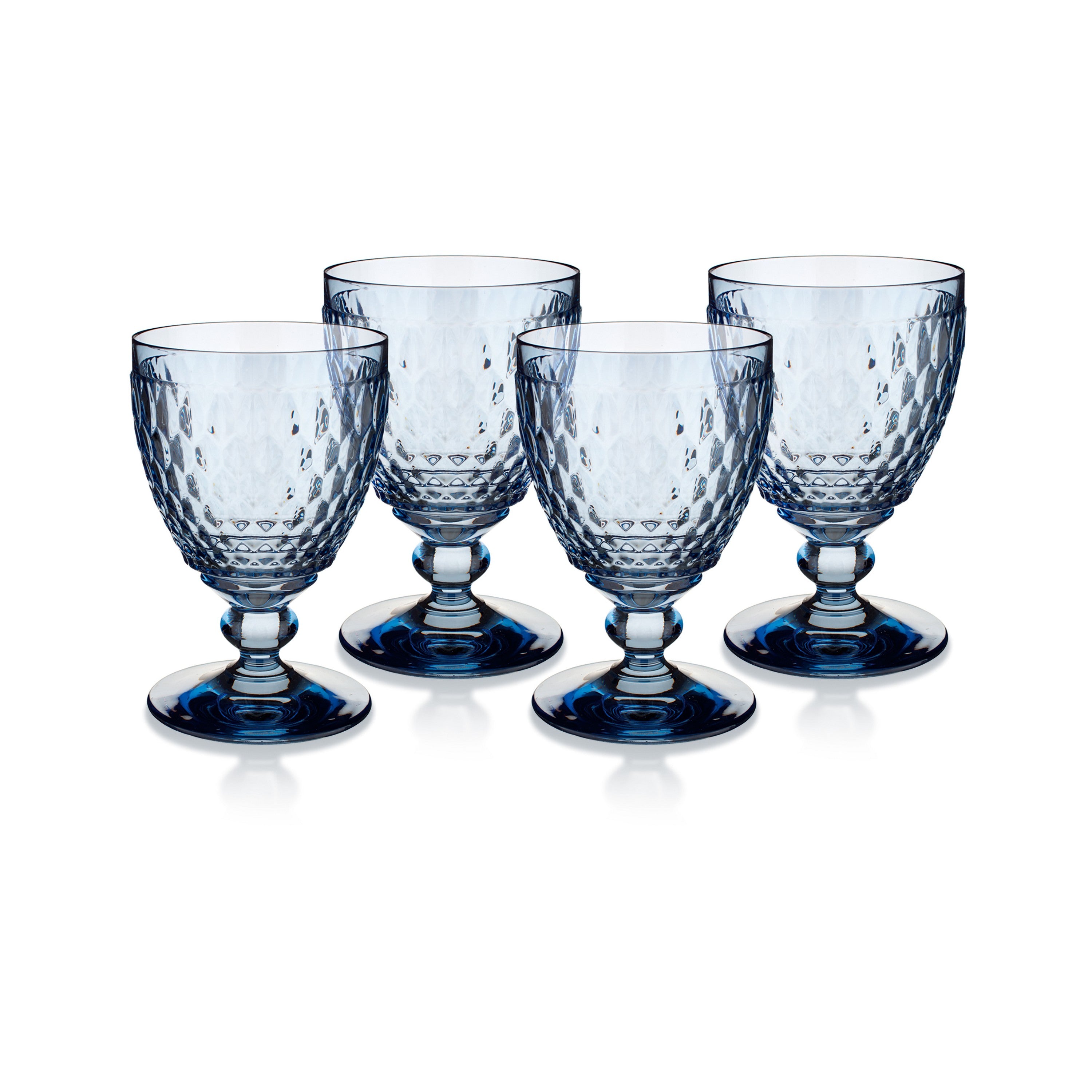 Boston Colored Water Goblet in Blue, Set of 4