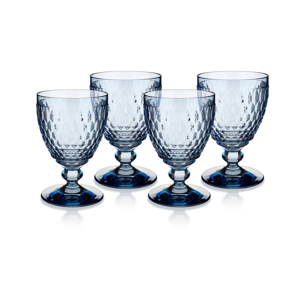 Boston Colored Water Goblet in Blue, Set of 4