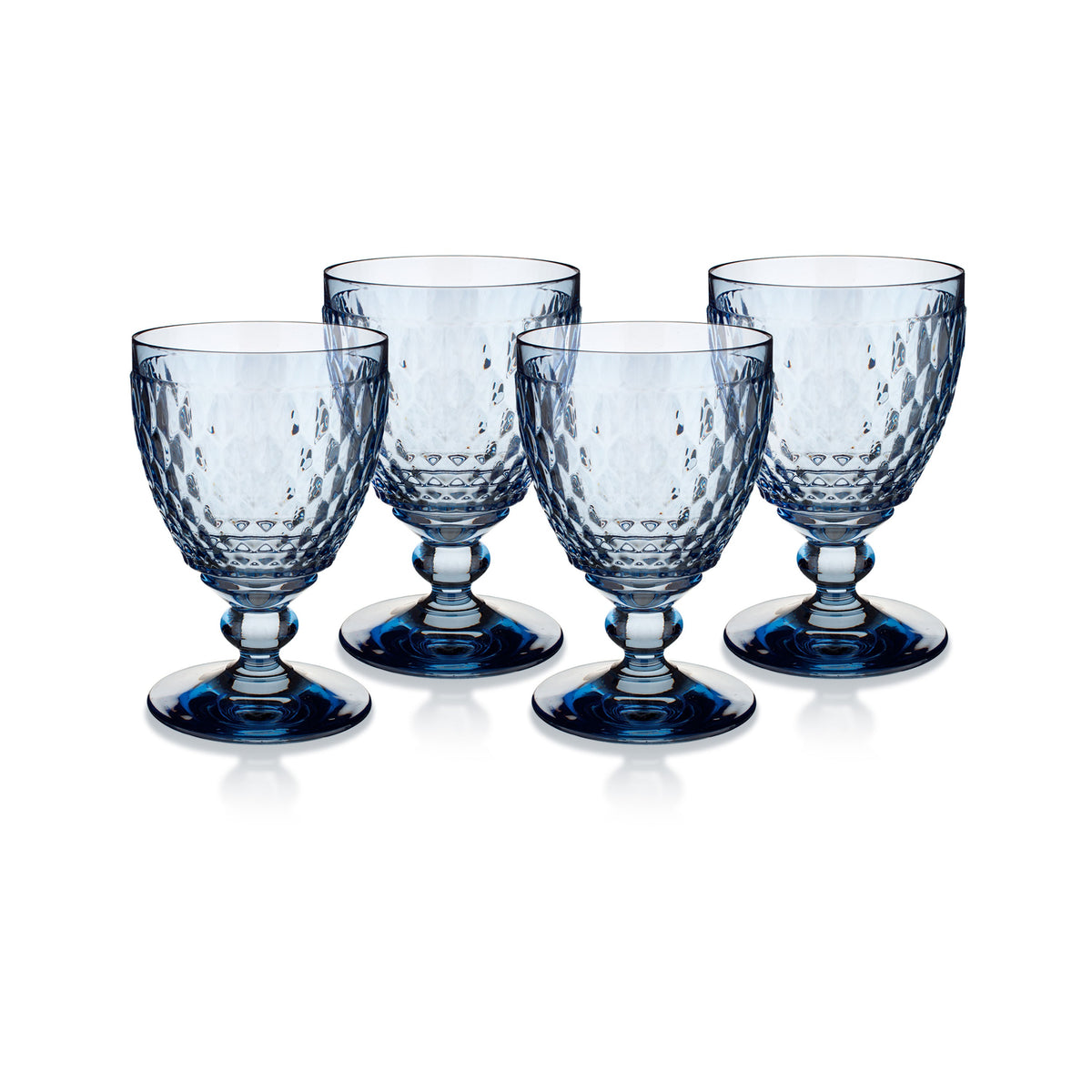 Boston Colored Water Goblet in Blue, Set of 4