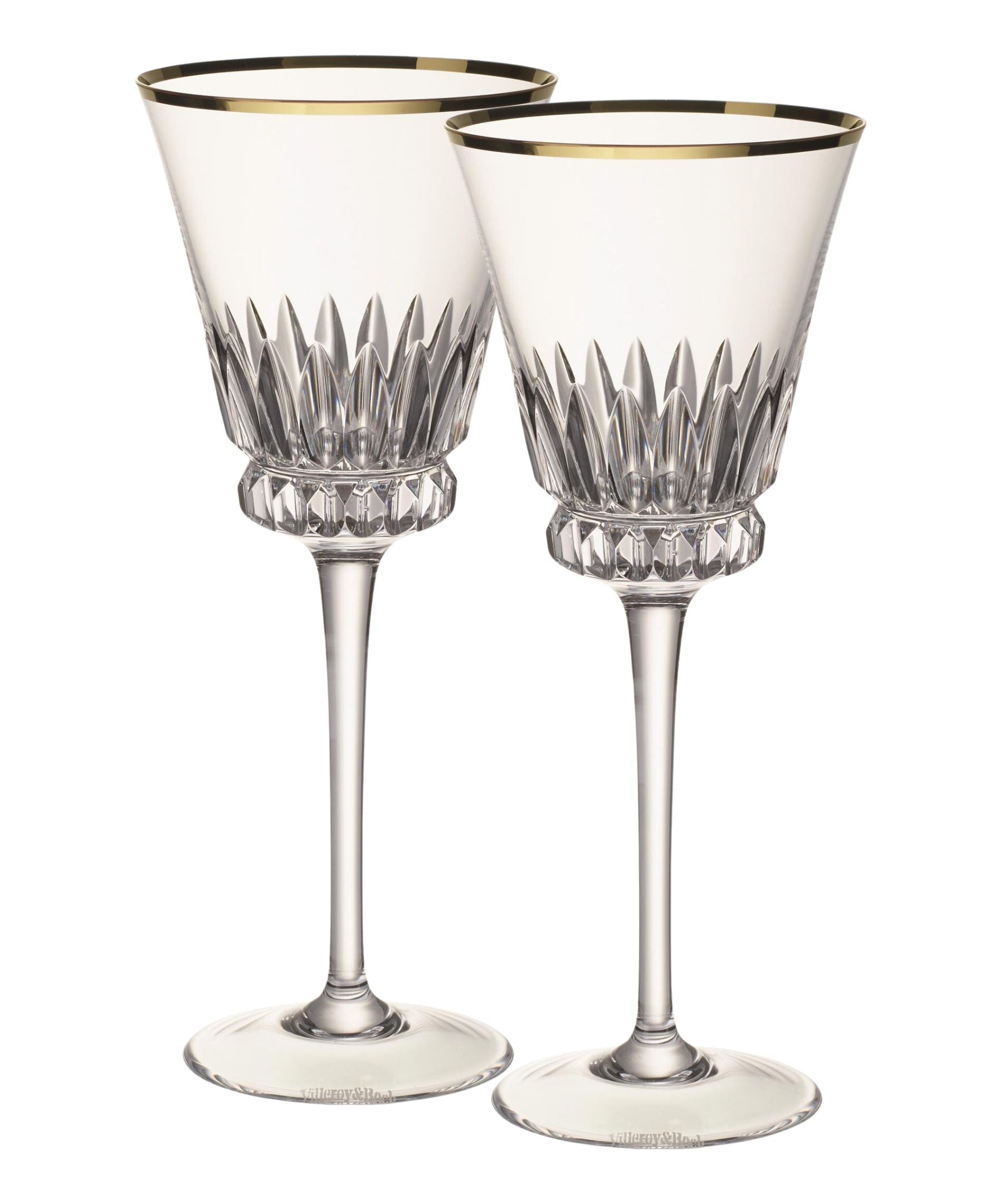 Grand Royal Gold White Wine Pair in Clear & Gold