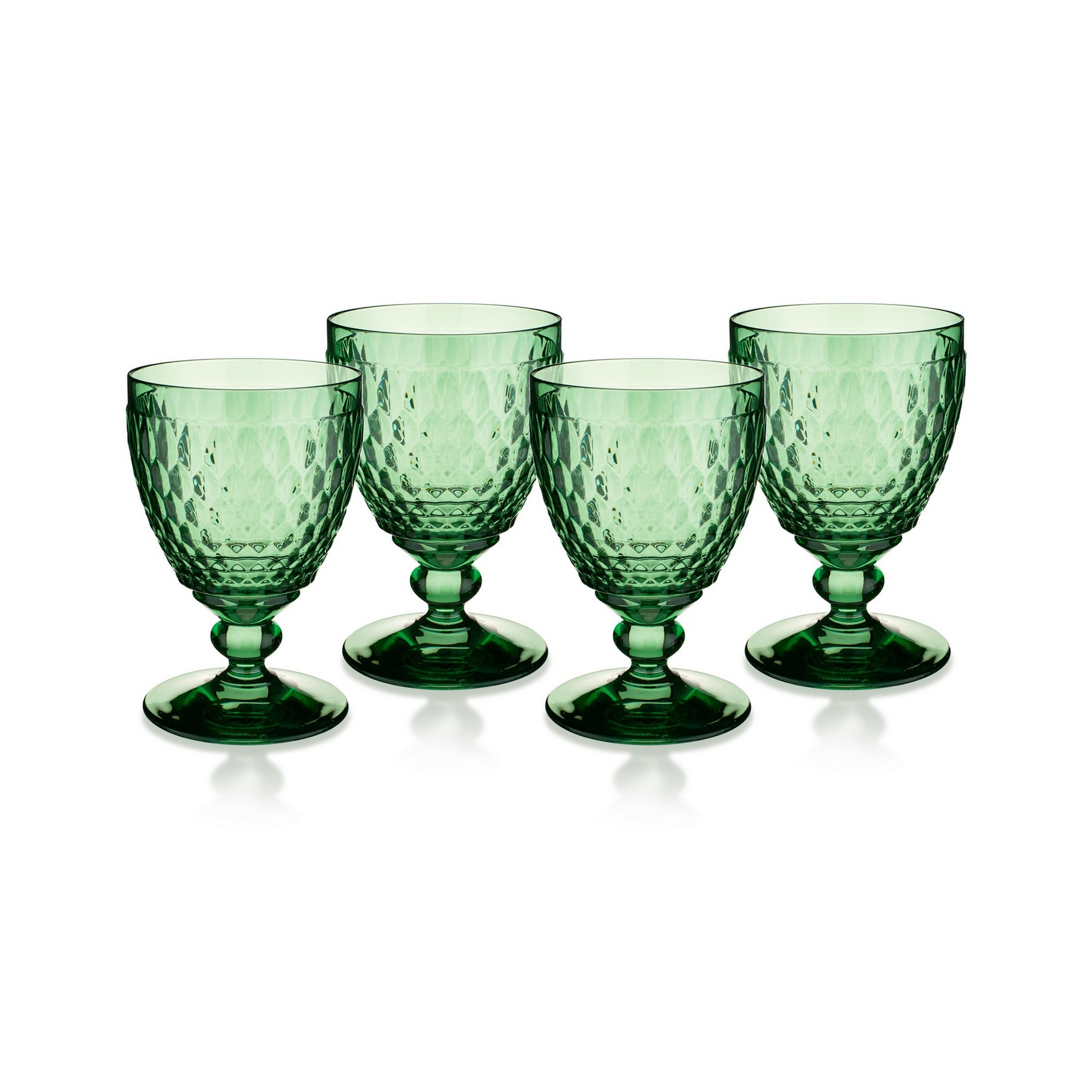 Boston Colored Water Goblet in Green, Set of 4