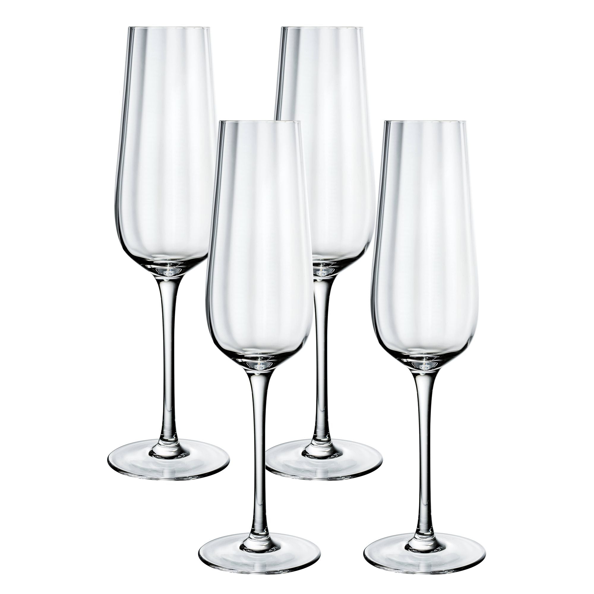 Rose Garden Flute Set in Clear, Set of 4