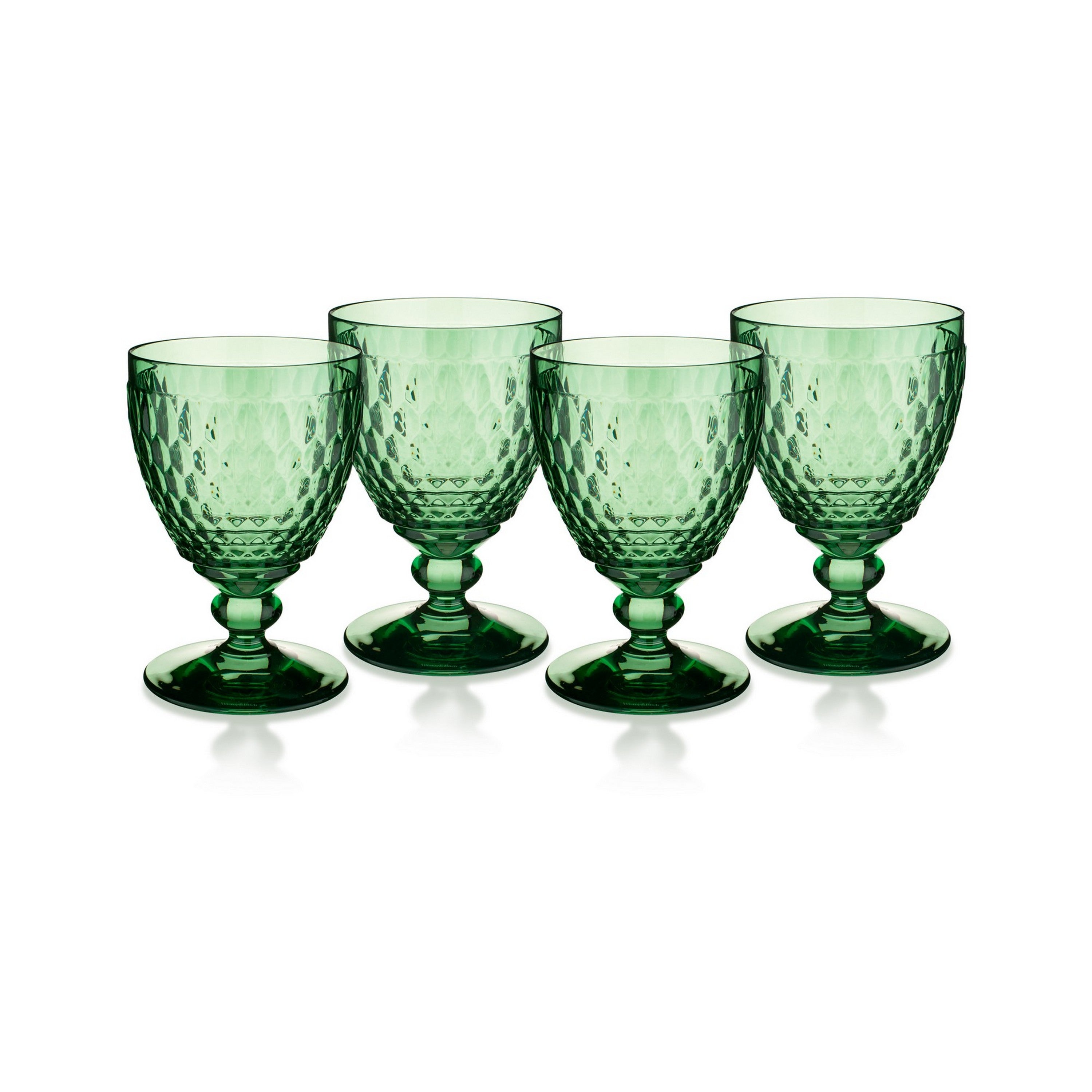 Boston Colored Red Wine in Green, Set of 4