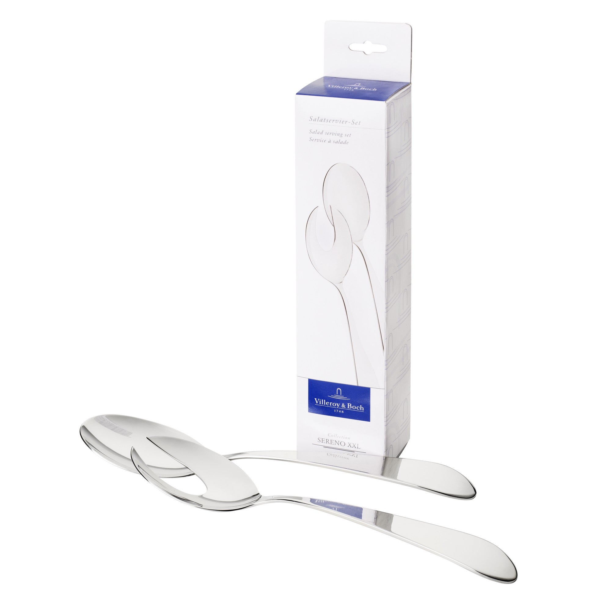 Sereno XXL Salad Serving Set Gift Boxed in Silver