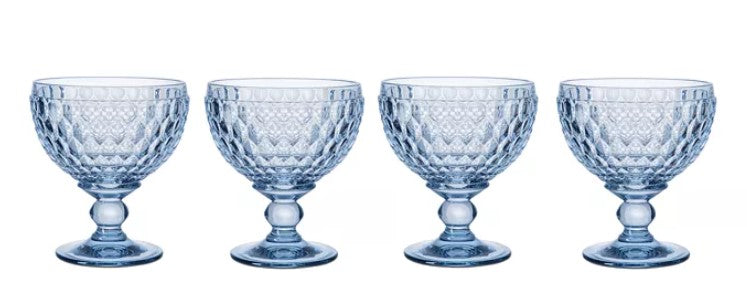 Boston Colored Champagne / Dessert Bowl in Blue, Set of 4