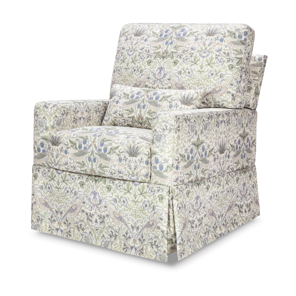 Morris & Co. x Namesake Crawford Pillowback Comfort Swivel Glider Strawberry Thief in Fig & Thyme
